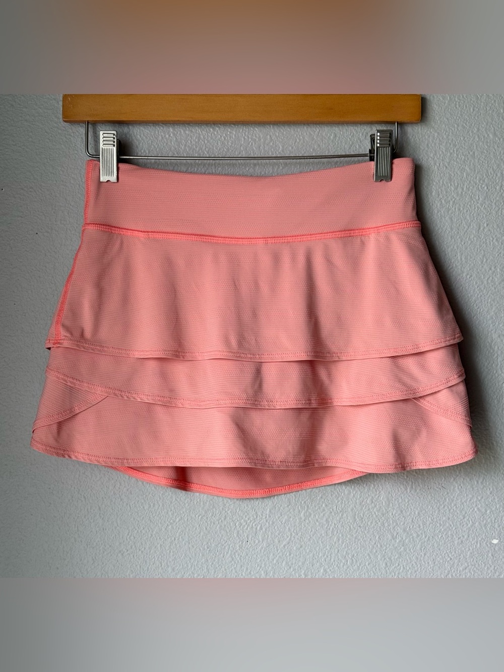 Athleta Girl Swing Skort In Coral Tiered Athletic Skirt Size L/12 Pockets